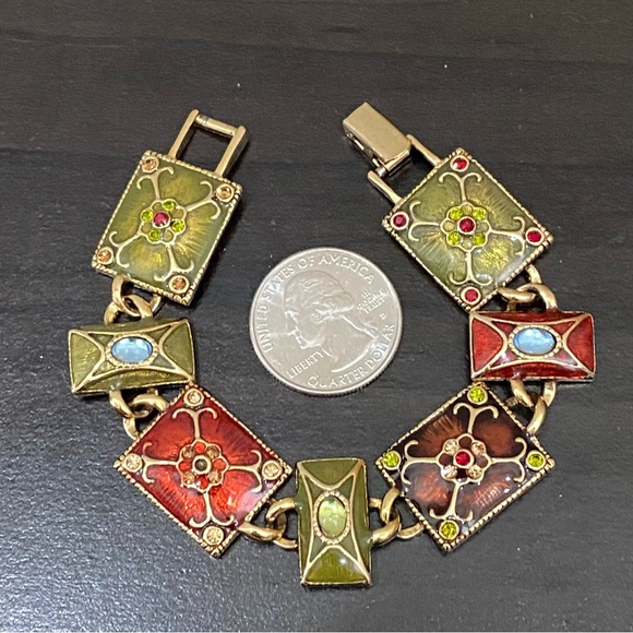 Vintage LIZ CLAIBORNE Enameled Link Bracelet - Picture 10 of 12